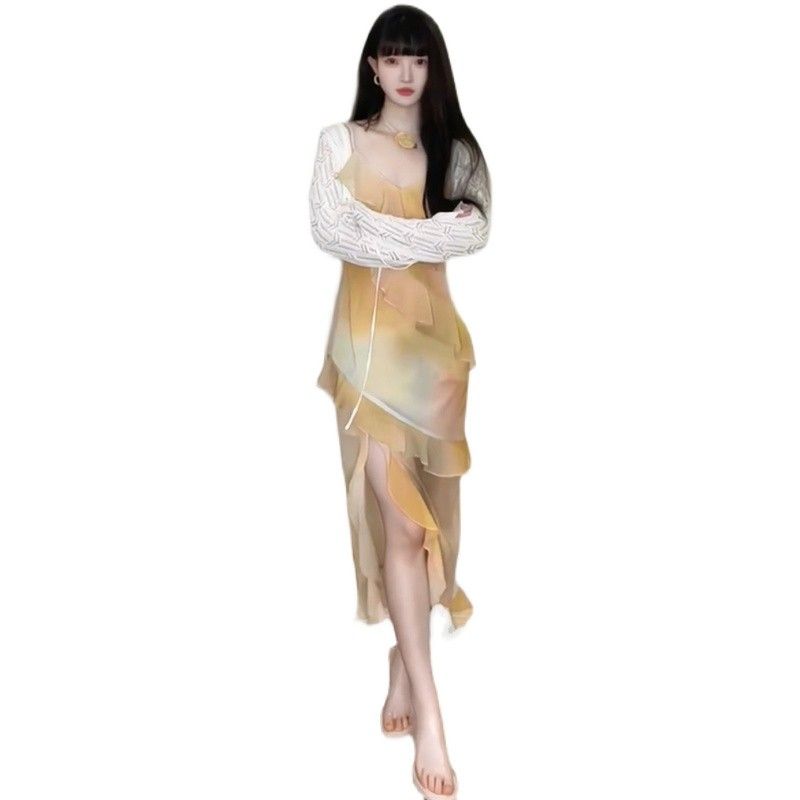 【品牌LALADUDU】胖mm法式茶歇连衣裙女夏时尚修身显瘦气质长裙子