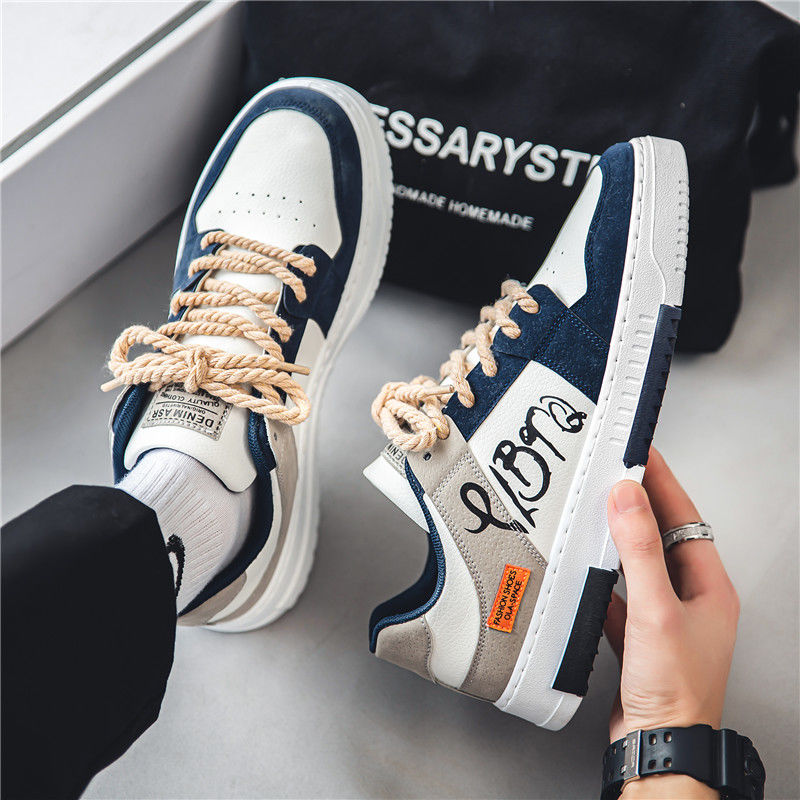 Men's shoes spring  new Korean version low-top niche design junior high school students sports casual flat shoes small white tide shoes