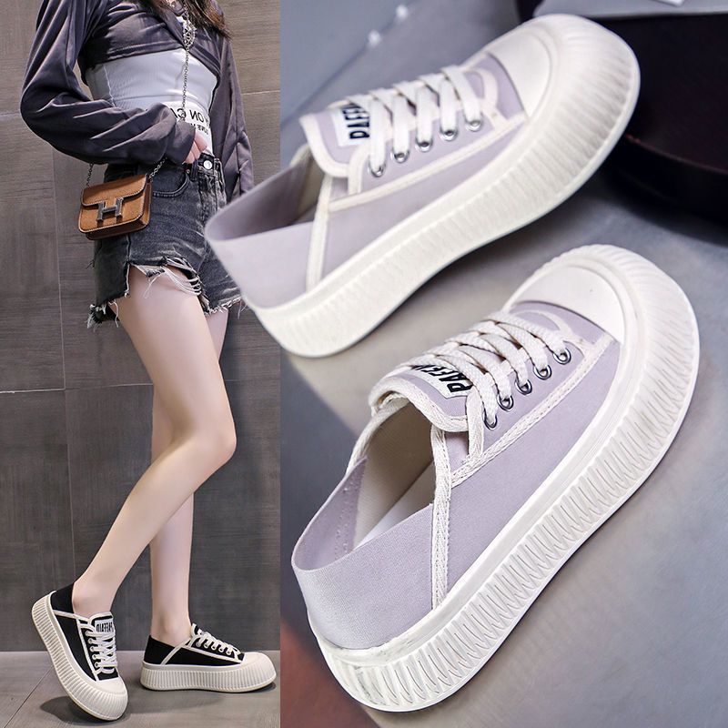 Xiaoxiangfeng canvas shoes women's 2023 spring and summer new light casual white shoes women's muffin thick-soled biscuit shoes board shoes