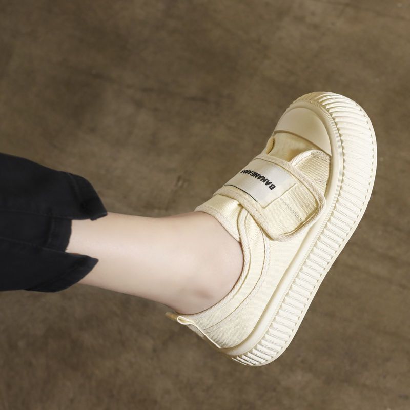 Summer explosive sneakers Velcro canvas shoes women 2023 new biscuit shoes all-match casual thick-soled big-toed shoes women