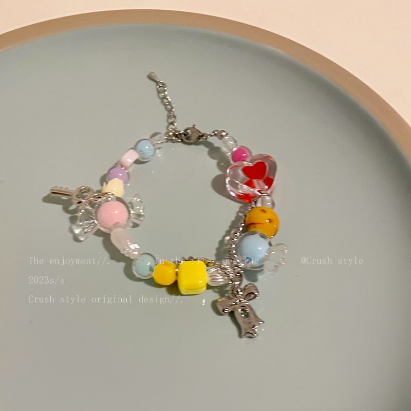 Candy sweetheart! Colorful bow tassel necklace female niche design net red accessories sweet cool hot girl clavicle chain