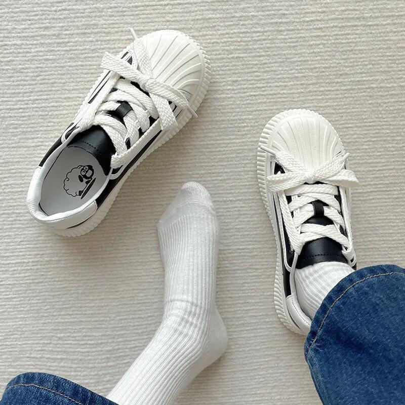Casual thick-soled small white shoes women's 2023 summer new shell head sneakers women's lace-up ins all-match student shoes