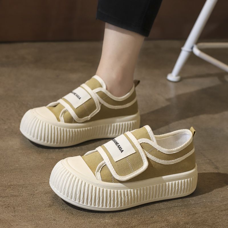Xiaoxiangfeng canvas shoes women's 2023 spring and summer new thick-soled super soft biscuit shoes Velcro small white shoes niche sneakers