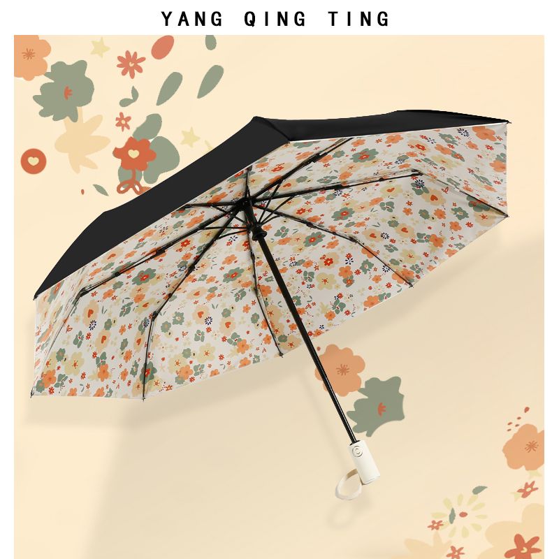 Dragonfly sun umbrella for women, rain or shine umbrella, sun protection, UV protection, fully automatic sunshade ins, small floral
