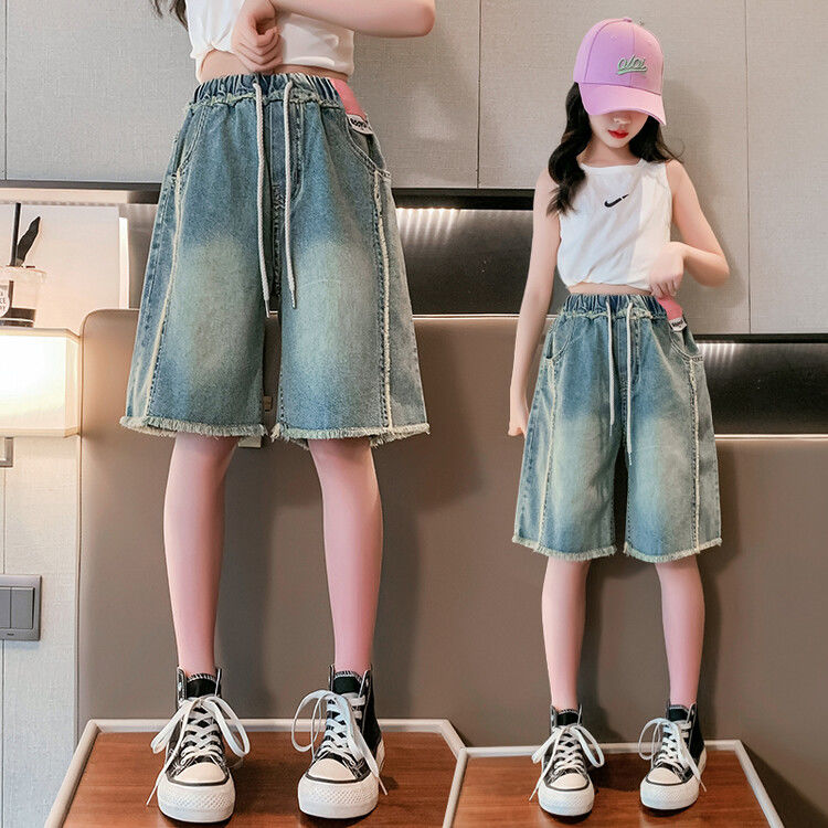 Girls' shorts, summer clothes, 9-year-old girls' summer wear, thin section five-point pants, big children's all-match western style children's jeans 8