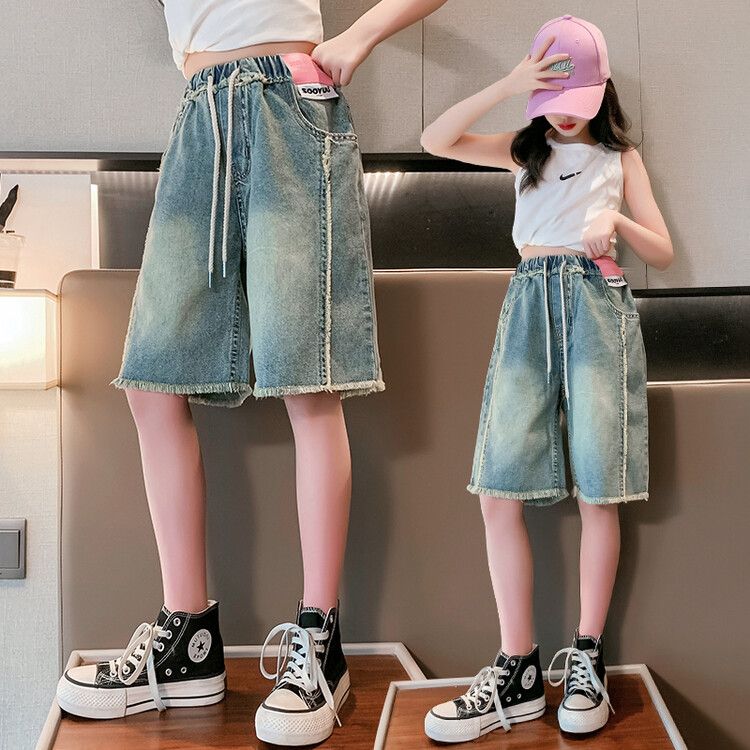 Girls' shorts, summer clothes, 9-year-old girls' summer wear, thin section five-point pants, big children's all-match western style children's jeans 8