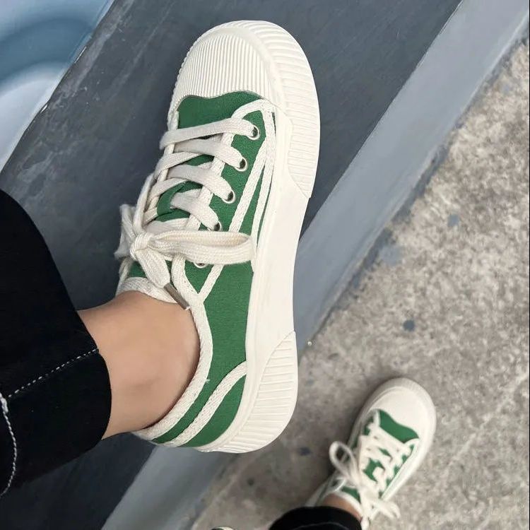 Minority thick-soled canvas shoes women's ins trendy light biscuit shoes 2023 new spring and autumn all-match casual sneakers