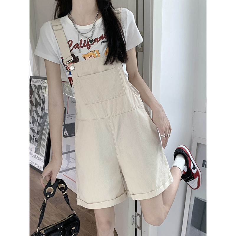Denim overalls for women 2023 new summer style large size fat mm age-reducing slimming casual wide-leg thin section shorts