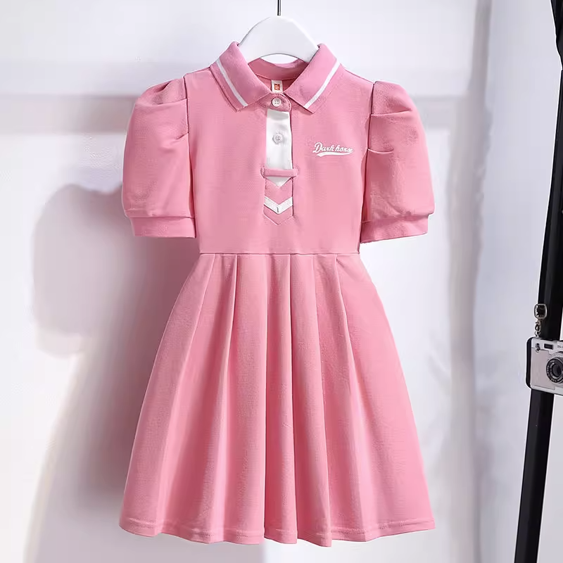 女童夏季短袖连衣裙新款洋气中大童时髦女孩儿童网红公主裙子