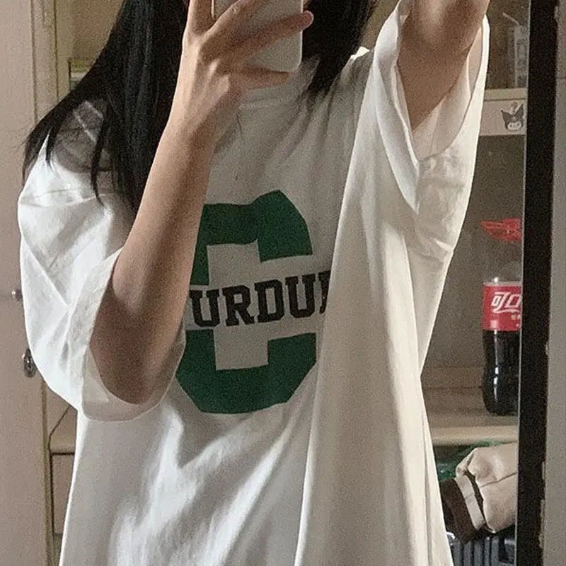 Minority half-sleeved Korean T-shirt women's loose ins Harajuku style student mid-length tide short-sleeved top