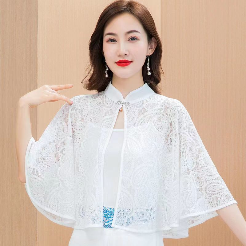 夏季薄披肩女新款潮爆款蕾絲外搭開衫斗篷防曬衣復古【鎮店之寶】
