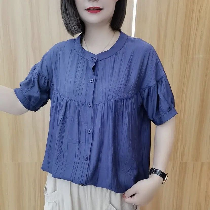 時尚襯衣女2023夏季新款休閒百搭中年媽媽裝寬鬆顯瘦遮肚子上衣女