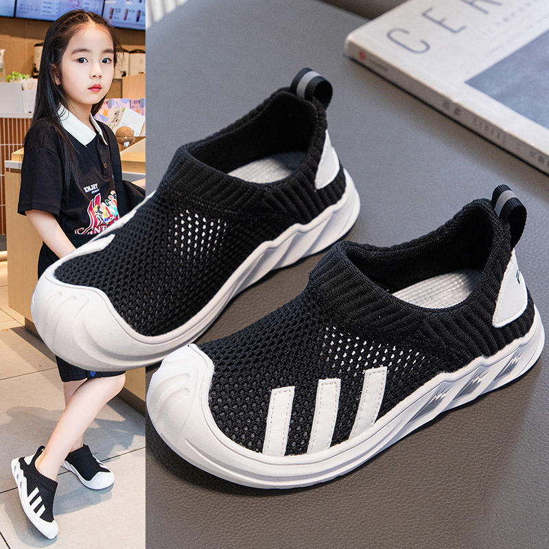 Boys' sports shoes 2023 summer new hollow single mesh children's breathable mesh shoes middle and big children's soft-soled running shoes