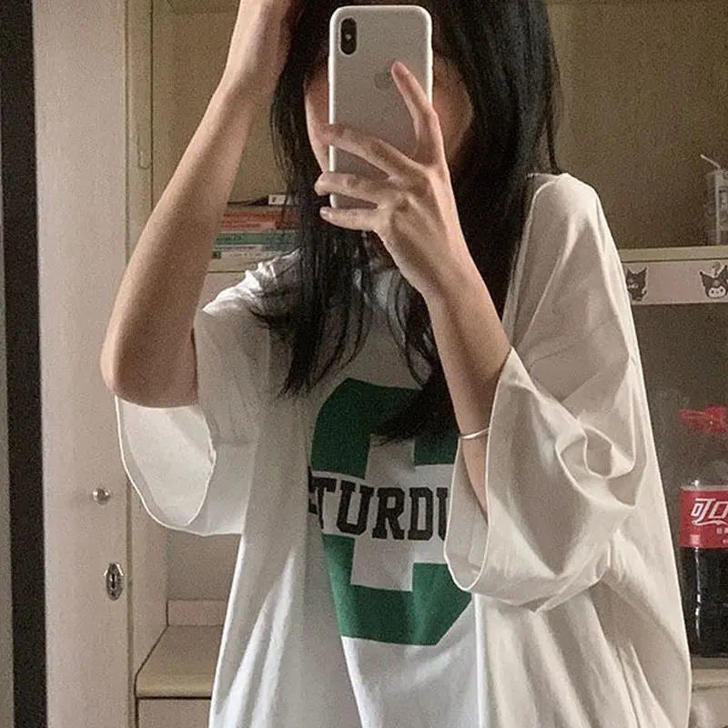 Minority half-sleeved Korean T-shirt women's loose ins Harajuku style student mid-length tide short-sleeved top