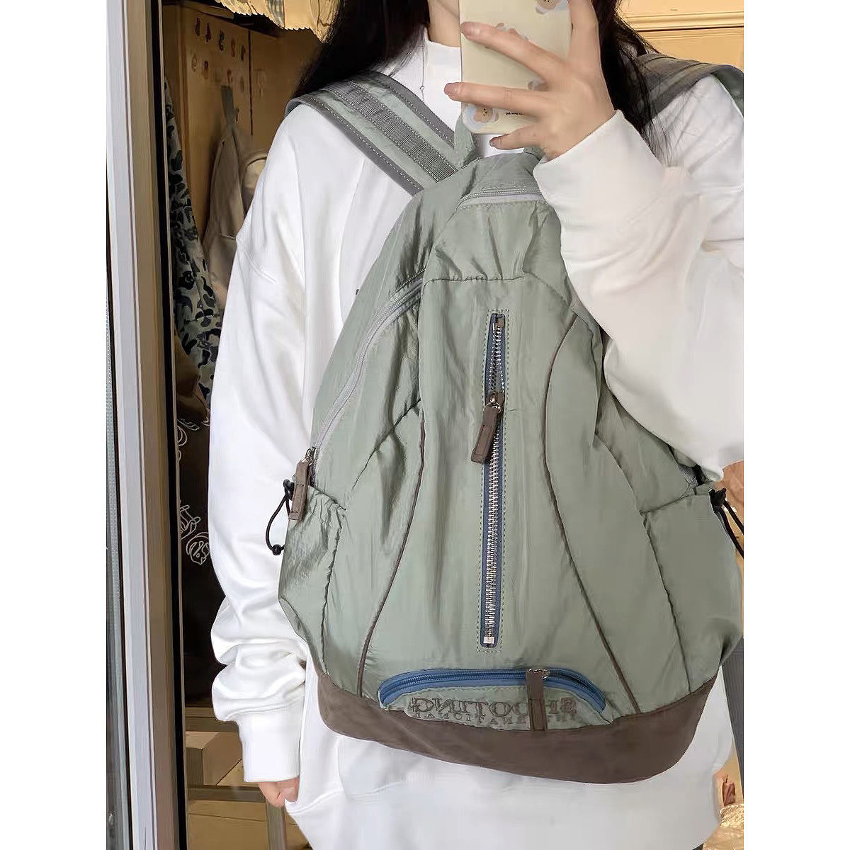 刺繡旅遊包包女2023新款韓國ins博主同款大容量大學生雙肩背包潮