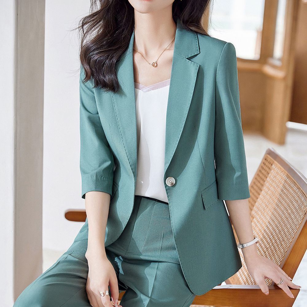 七分袖西装外套女薄款夏季新款韩版时尚休闲气质职业西装套装