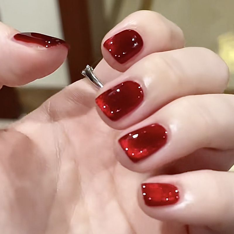 珠光酒紅指甲油網紅時尚爆款流行顯白熱門撞色套系美甲免烤鎖色款