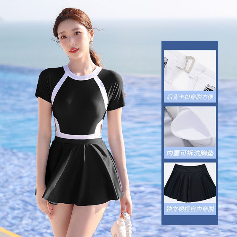 Women's swimsuit summer new high-end fashion one-piece belly-covering slimming swimming pool special hot spring conservative swimsuit