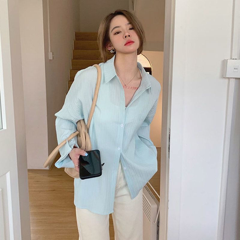 Greggio Xia's new Hong Kong style loose long-sleeved sun protection jacket, thin shirt, women's design niche shirt