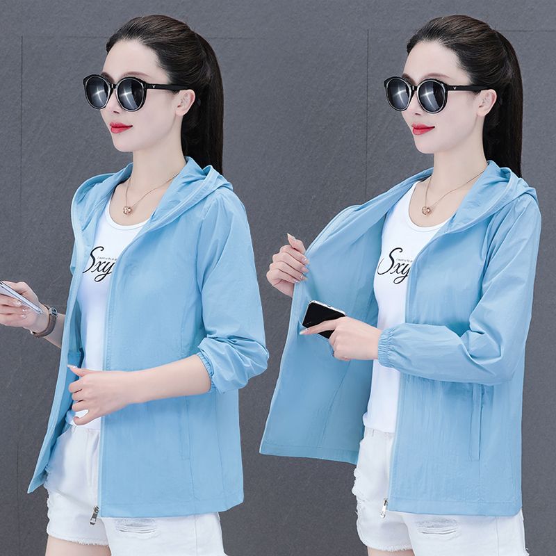 High-end ice silk sun protection clothing for women  summer new loose slimming anti-UV thin coat cycling sun protection clothing