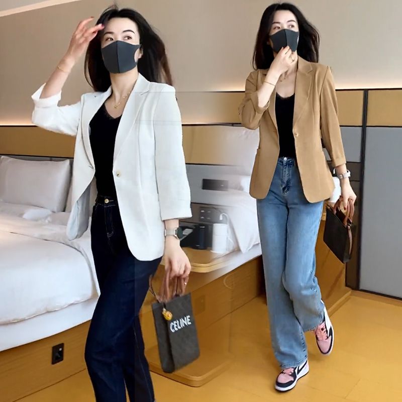 Lanhai Yinuo Nine-quarter Sleeve Thin Suit Jacket Women's 2023 Spring/Summer New Slim Slim Casual Suit Top