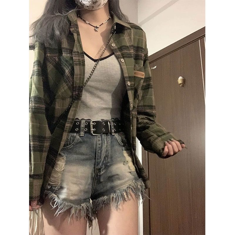 設計感破洞牛仔短褲女夏季大碼胖mm高腰顯瘦寬鬆小眾毛邊a字熱褲