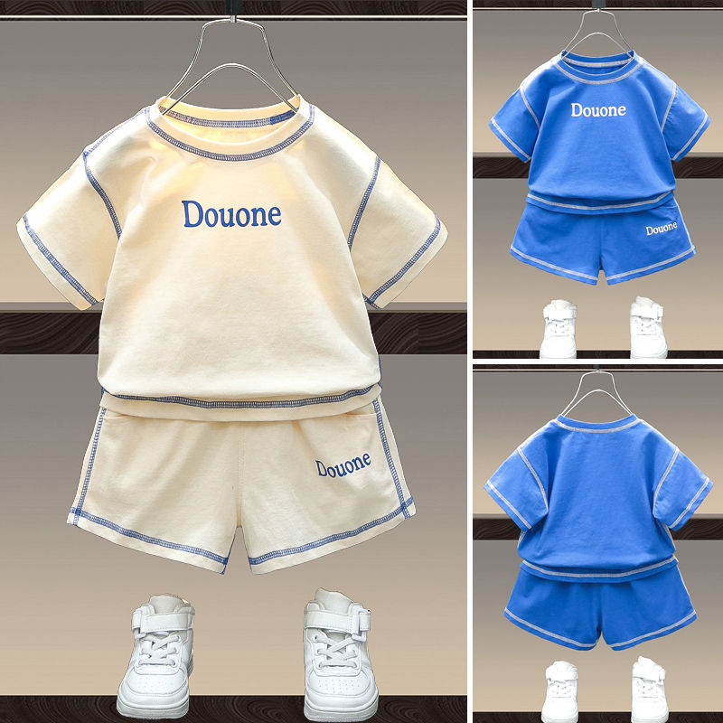 男童短袖套装2023新款夏季帅气运动男童宝宝洋气两件套夏装衣服潮