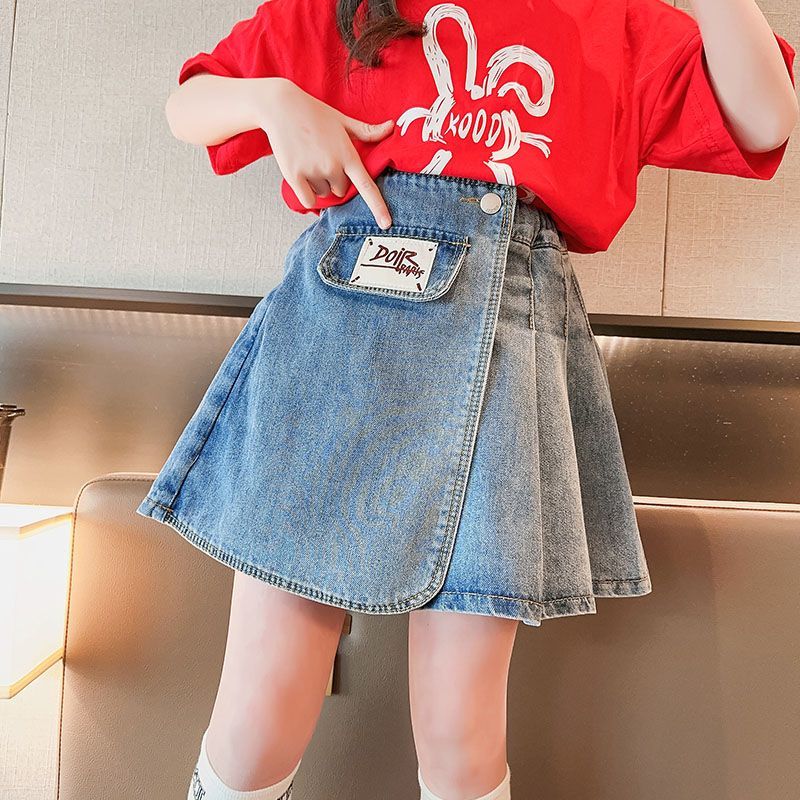 Girls' skirt  new summer children's denim skirt baby pleated skirt big children's princess skirt explosion style