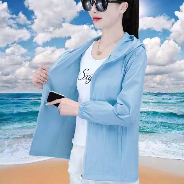 High-end ice silk sun protection clothing for women  summer new loose slimming anti-UV thin coat cycling sun protection clothing