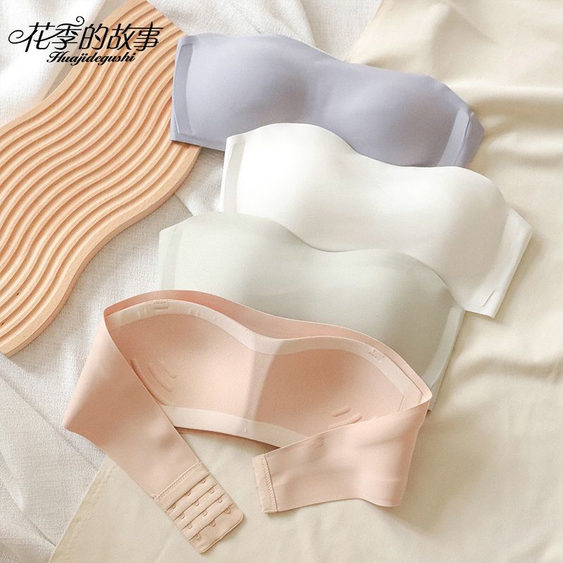 The story of the flower season strapless underwear women's summer thin non-slip seamless tube top with auxiliary milk jelly strip bra