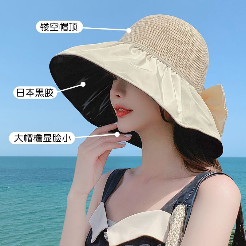 Fisherman hat foldable vinyl cover face sunscreen sun hat anti-ultraviolet sun hat women's face small big eaves hat