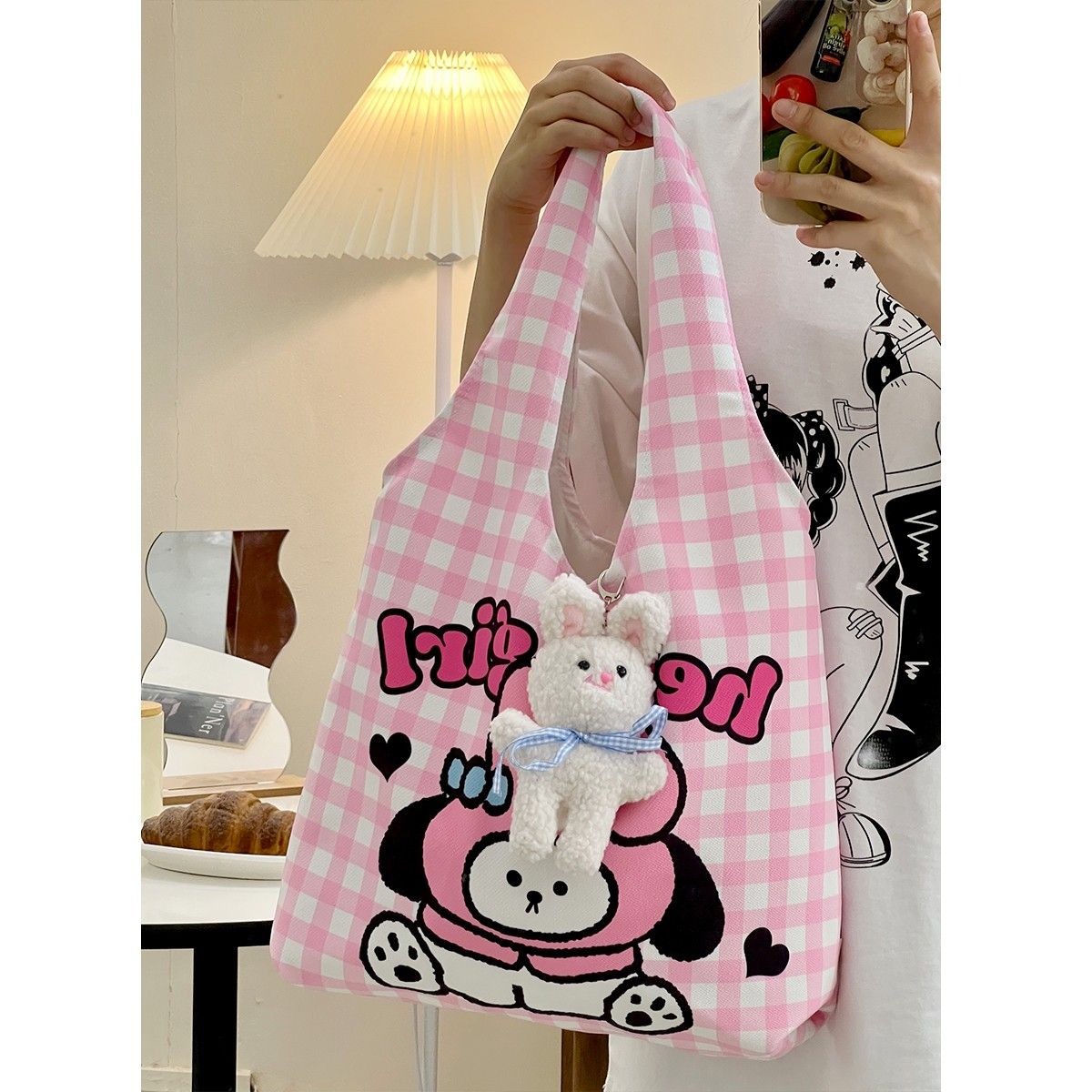 Student cute canvas bag class book niche design shoulder bag female large capacity ins versatile handbag