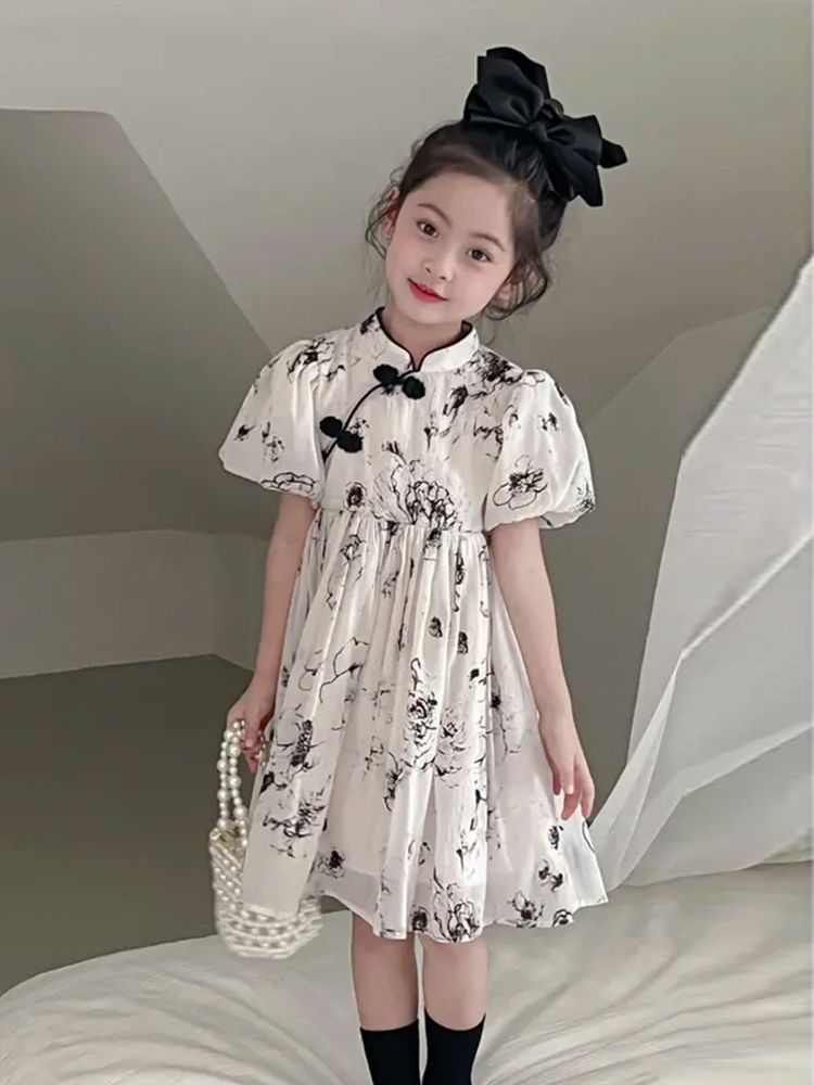 女童夏季连衣裙新款洋气女孩公主裙儿童装中国风旗袍汉服裙子