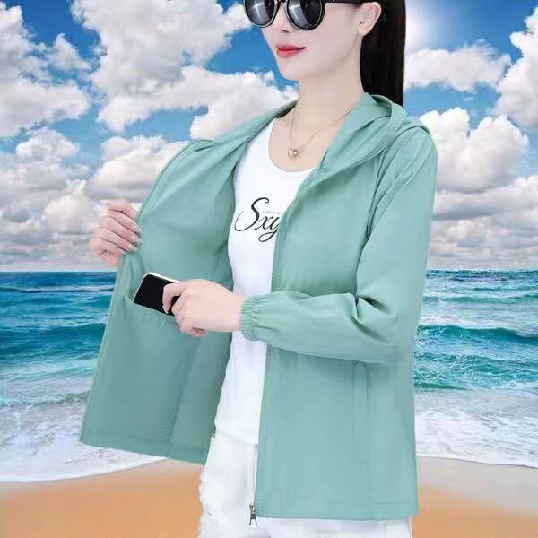 High-end ice silk sun protection clothing for women  summer new loose slimming anti-UV thin coat cycling sun protection clothing