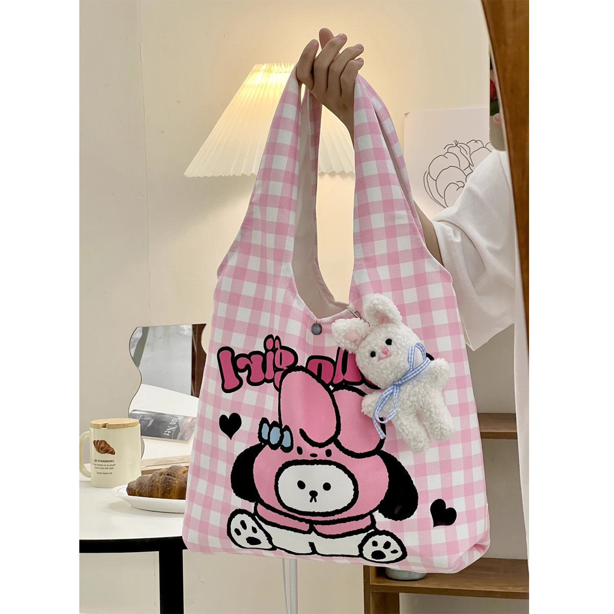 Student cute canvas bag class book niche design shoulder bag female large capacity ins versatile handbag