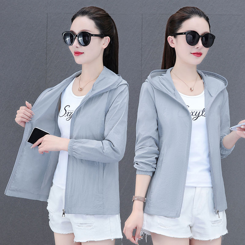 High-end ice silk sun protection clothing for women  summer new loose slimming anti-UV thin coat cycling sun protection clothing