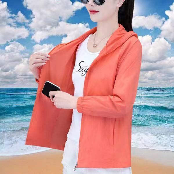 High-end ice silk sun protection clothing for women  summer new loose slimming anti-UV thin coat cycling sun protection clothing