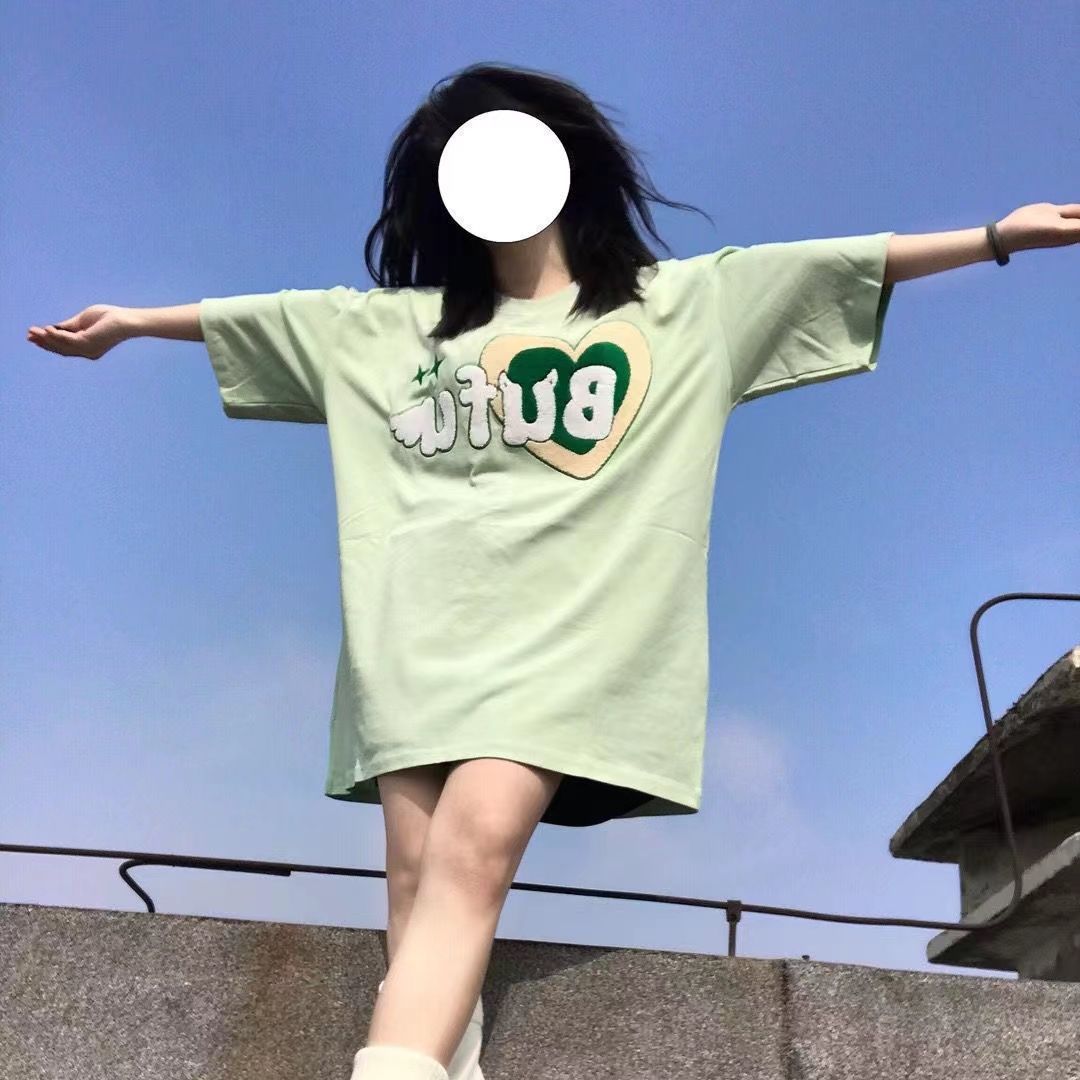 Summer new salt series small fresh ins style round neck short-sleeved T-shirt female loose girl feeling national tide half-sleeved top clothes