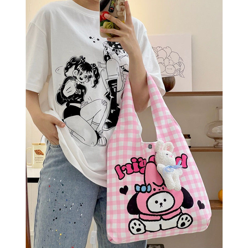 Student cute canvas bag class book niche design shoulder bag female large capacity ins versatile handbag