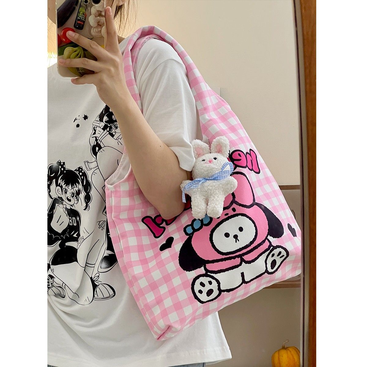 Student cute canvas bag class book niche design shoulder bag female large capacity ins versatile handbag