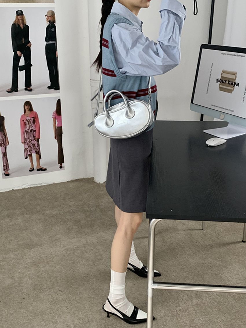 Feifei homemade bag women 2023 new Korean version of the trendy brand silver all-match fashion one-shoulder portable Messenger baguette