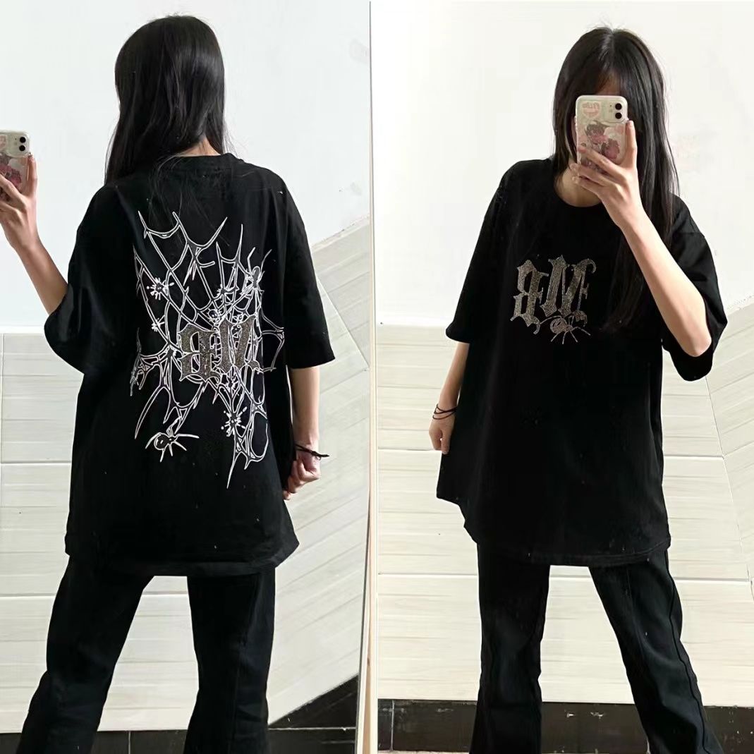 100%純棉2023新款夏季短袖t恤超火韓版女學生寬鬆個性百搭上衣服
