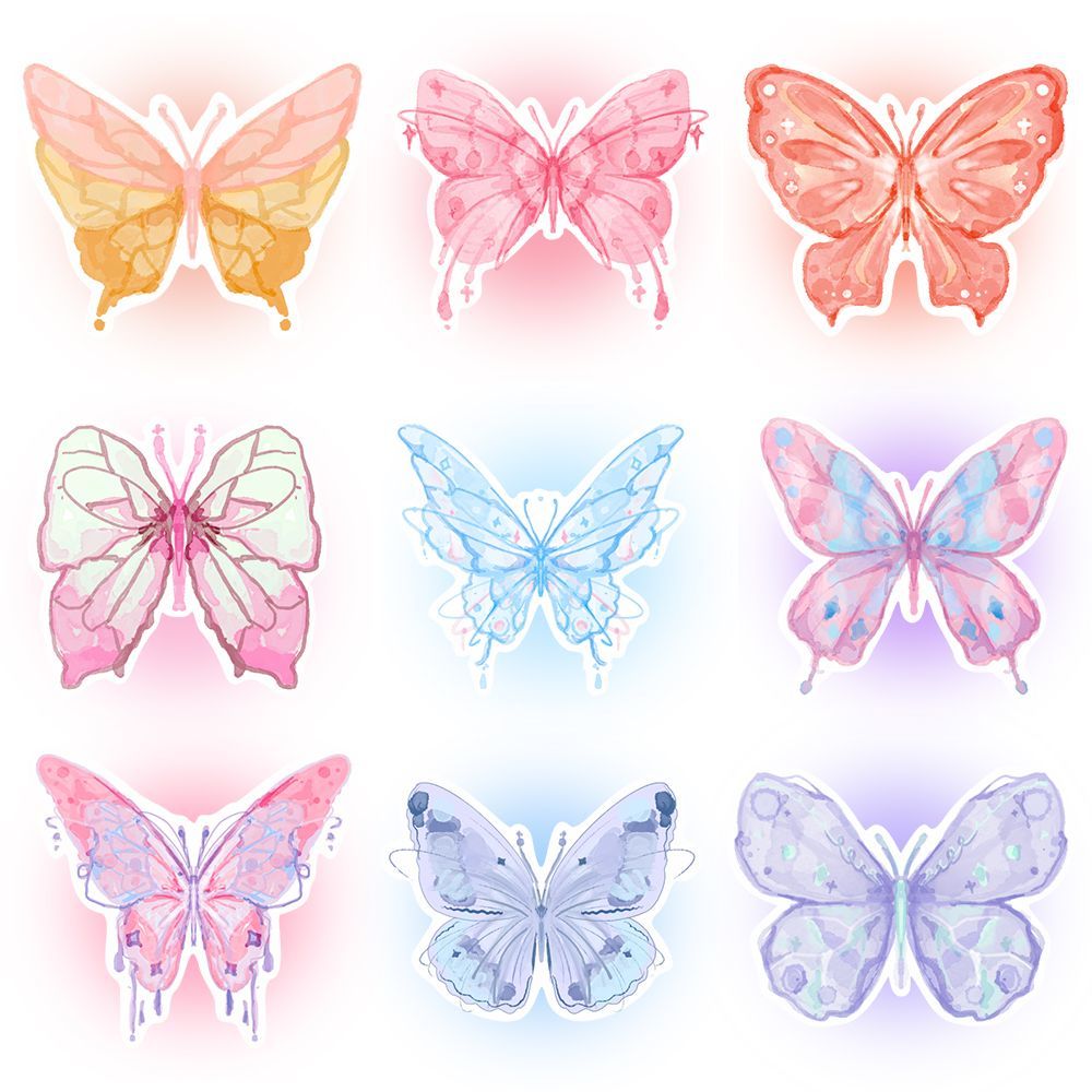 50张蝴蝶贴纸ins小众高级感贴画高颜值少女心手账手机壳装饰防水