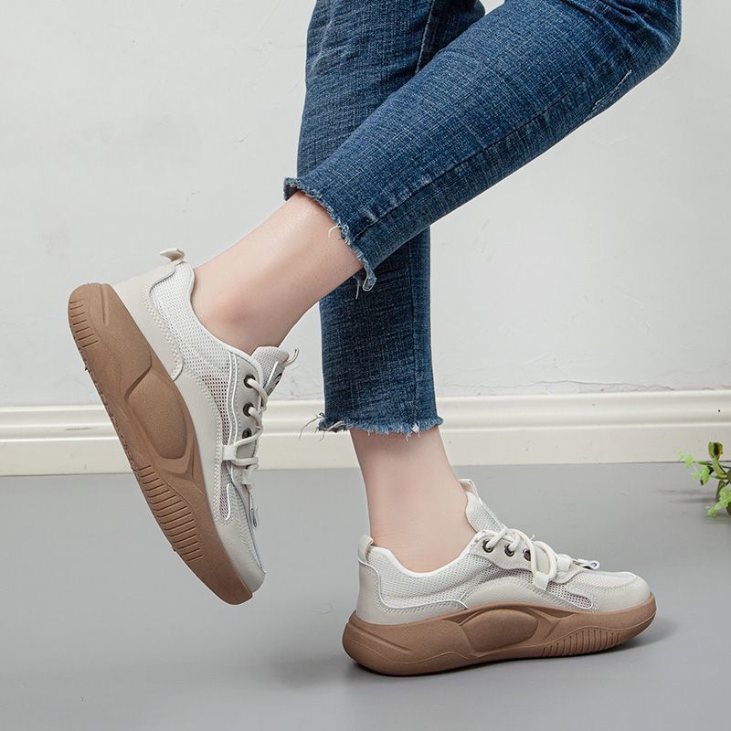 2023 summer new foreign style all-match casual sports shoes mesh breathable white shoes women's soft bottom light and dirt-resistant sneakers