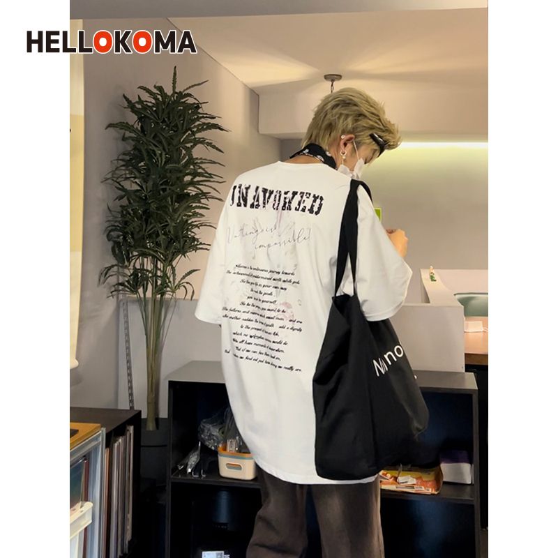 HK美式hiphop短袖t恤男夏季280克重磅純棉半截袖女上衣設計感小眾
