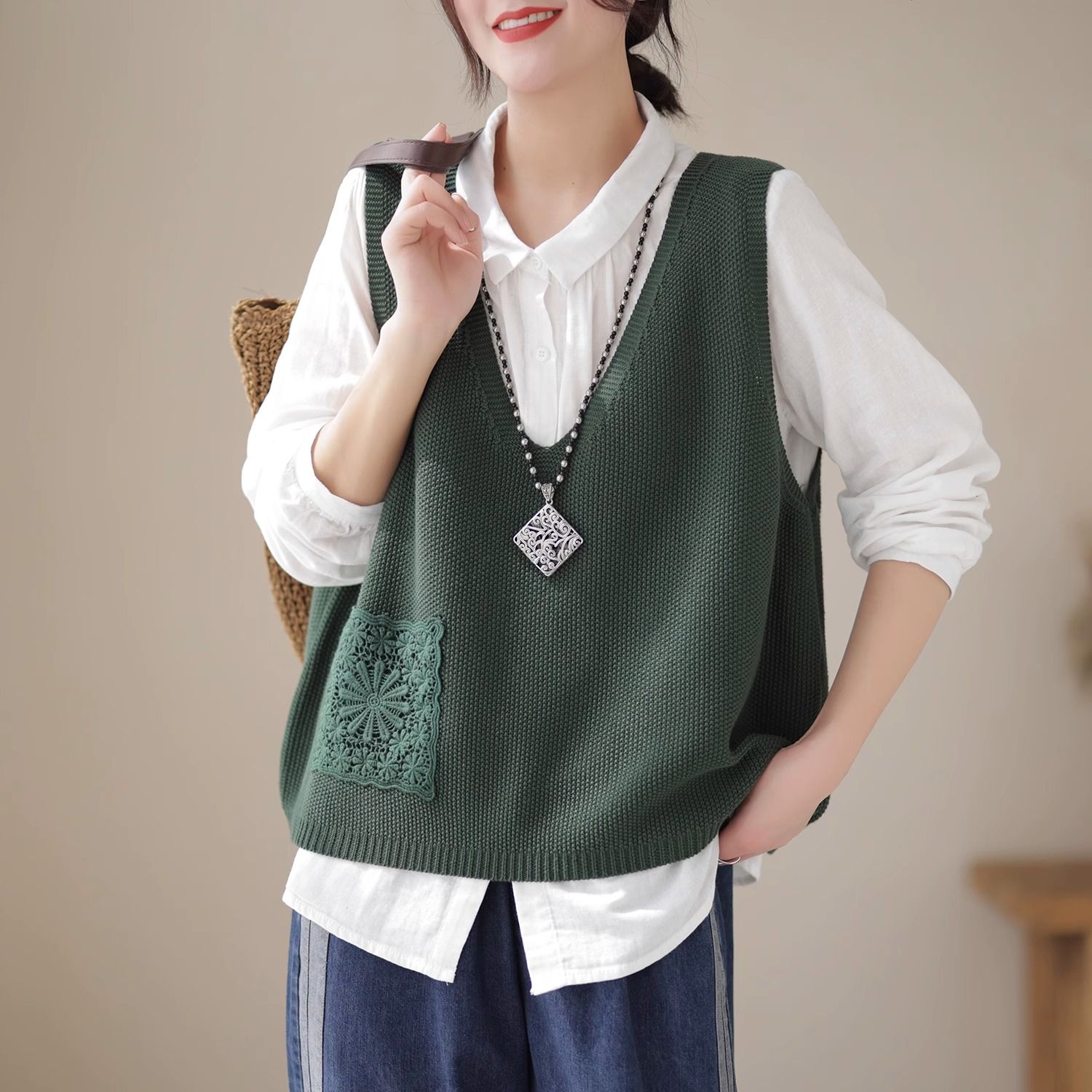 Knitted women's vest purple women's vest original women's top casual vest layered sweater wool vest