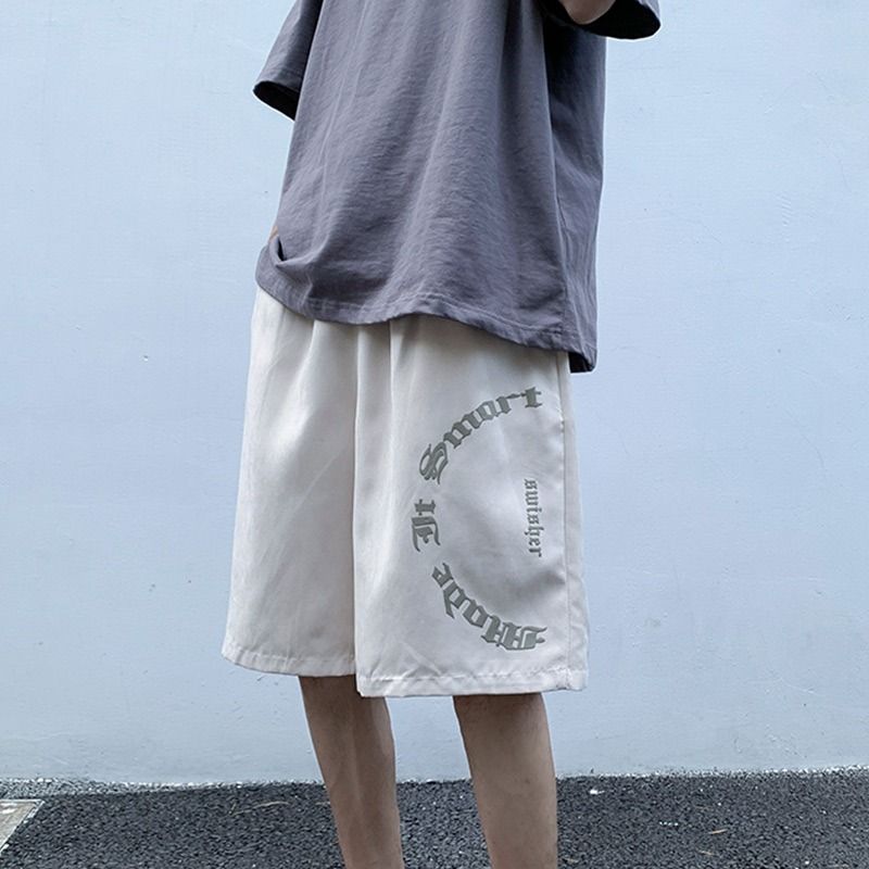 Muszoom美式高街做旧短裤男夏季潮牌设计感休闲运动发泡五分中裤