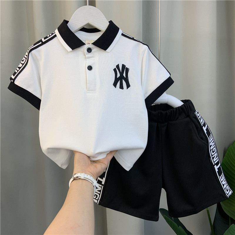 男童夏季套裝2023年新款洋氣帥寶寶潮牌衣服男孩兒童POLO衫兩件套
