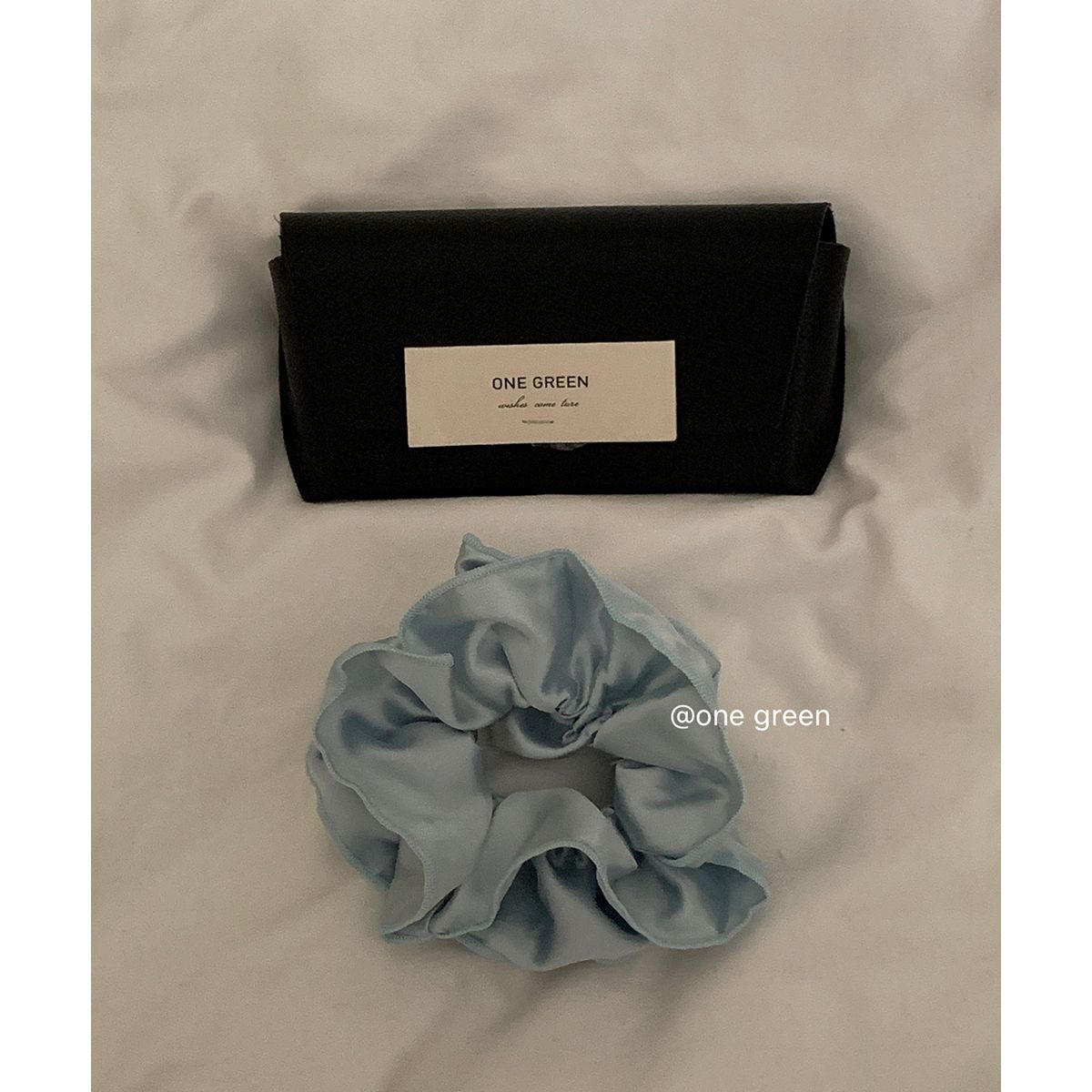 Korean style fever same style satin hair tie cream blue double layer silk large intestine ring high-end ponytail hair rope hair accessory