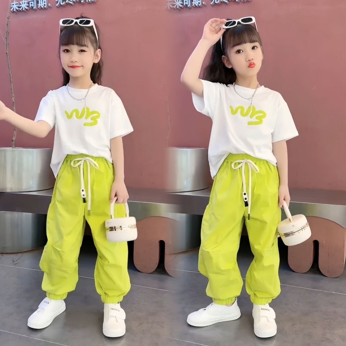 網紅女童裝洋氣套裝2023夏款兒童休閒兩件套夏天中大童韓系童裝潮